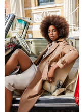 Load image into Gallery viewer, Women’s Tan Beige Sheepskin Leather Trench Coat