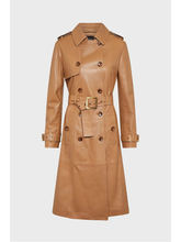 Load image into Gallery viewer, Women’s Tan Beige Sheepskin Leather Trench Coat