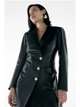 Load image into Gallery viewer, Women’s Trendy Black Sheepskin Leather Coat Golden Buttons