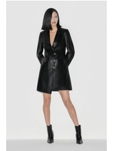Load image into Gallery viewer, Women’s Trendy Black Sheepskin Leather Coat Golden Buttons