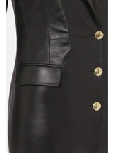 Load image into Gallery viewer, Women’s Trendy Black Sheepskin Leather Coat Golden Buttons