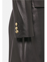 Load image into Gallery viewer, Women’s Trendy Black Sheepskin Leather Coat Golden Buttons