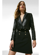 Load image into Gallery viewer, Women’s Black Sheepskin Leather Blazer Cropped Short Fit