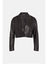 Load image into Gallery viewer, Women’s Black Sheepskin Leather Blazer Cropped Short Fit