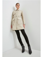 Load image into Gallery viewer, Women’s Beige Sheepskin Leather Perforated Trucker Coat