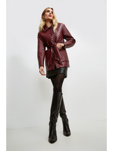 Load image into Gallery viewer, Women’s Wine Red Sheepskin Leather Trucker Coat