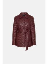 Load image into Gallery viewer, Women’s Wine Red Sheepskin Leather Trucker Coat
