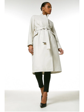 Load image into Gallery viewer, Women’s White Sheepskin Leather Trench Coat With Belt