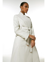 Load image into Gallery viewer, Women’s White Sheepskin Leather Trench Coat With Belt
