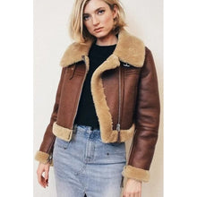 Load image into Gallery viewer, Women's B3 RAF Aviator Flight Jacket Shearling Bomber Fur Coat