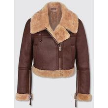 Load image into Gallery viewer, Women's B3 RAF Aviator Flight Jacket Shearling Bomber Fur Coat