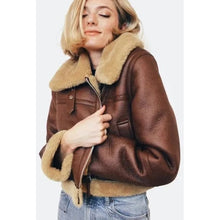 Load image into Gallery viewer, Women's B3 RAF Aviator Flight Jacket Shearling Bomber Fur Coat