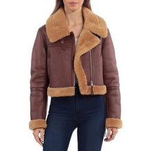 Load image into Gallery viewer, Women's B3 RAF Aviator Flight Jacket Shearling Bomber Fur Coat