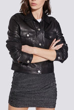 Load image into Gallery viewer, Women's Black Genuine Lambskin Leather Trucker Jacket