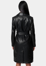 Load image into Gallery viewer, Women's Black Sheepskin Leather Trench Coat