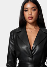 Load image into Gallery viewer, Women's Black Sheepskin Leather Trench Coat