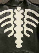 Load image into Gallery viewer, Women's Black Skeleton Leather Biker Jacket