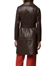 Load image into Gallery viewer, Women's Brown Sheepskin Leather Belted Trench Coat