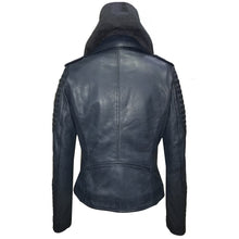 Load image into Gallery viewer, Women's Casual Biker Hooded Lambskin Leather Jacket