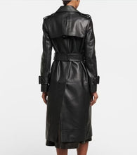 Load image into Gallery viewer, Women's Genuine Sheepskin Leather Trench Coat with Waist Belt
