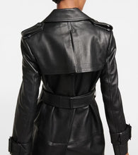 Load image into Gallery viewer, Women's Genuine Sheepskin Leather Trench Coat with Waist Belt