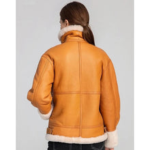 Load image into Gallery viewer, Women's Tan Brown B3 Bomber Shearling Aviator Flight Coat