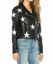 Load image into Gallery viewer, Women's Vintage Biker Unique Stars Motorcycle Jacket