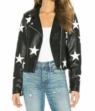 Load image into Gallery viewer, Women's Vintage Biker Unique Stars Motorcycle Jacket