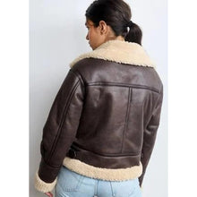 Load image into Gallery viewer, Women's Vintage Brown RAF B3 Aviator Flight Bomber Shearling Leather Jacket