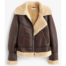 Load image into Gallery viewer, Women's Vintage Brown RAF B3 Aviator Flight Bomber Shearling Leather Jacket