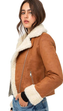 Load image into Gallery viewer, Women's Vintage Brown Shearling B3 Bomber Aviator Jacket