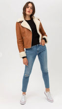 Load image into Gallery viewer, Women's Vintage Brown Shearling B3 Bomber Aviator Jacket