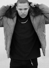 Load image into Gallery viewer, Elephant Print V Bomber Jacket With Removeable Fur Collar