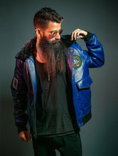 Load image into Gallery viewer, Men's Goon Clown Prince of Crime Blue Bomber Leather Jacket Henchman Joker