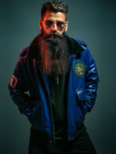 Load image into Gallery viewer, Men's Goon Clown Prince of Crime Blue Bomber Leather Jacket Henchman Joker
