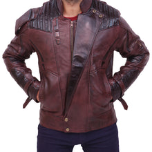 Load image into Gallery viewer, Mens Galaxy Biker Motorcycle Maroon Real Leather Mens Leather Jacket
