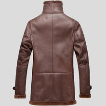 Load image into Gallery viewer, Glory Store UK Men's Brown Shearling Sheepskin Double-Breasted Coat