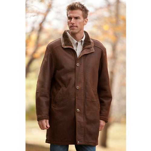 Men's Brown Sheepskin Leather Coat
