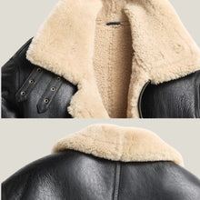 Load image into Gallery viewer, Mens Black B3 Bomber Pilot Shearling Sheepskin Leather Jacket