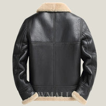 Load image into Gallery viewer, Mens Black B3 Bomber Pilot Shearling Sheepskin Leather Jacket