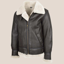 Load image into Gallery viewer, Men's Dark Brown Classic B3 Sheepskin Jacket