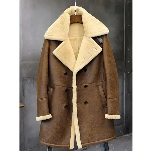 Shearling Aviator Leather Trench Coat