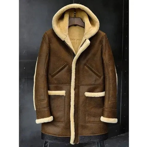 Men's Hooded Sheepskin Winter Coat - Glory Store UK