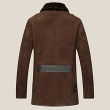 Load image into Gallery viewer, mens warm fashion brown sheepskin shearling coat
