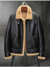 Load image into Gallery viewer, Winter Motorcycle Shearling Leather Jacket