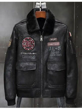 Load image into Gallery viewer, Embroidered Shearling Air Force Jacket - Air Force Jacket