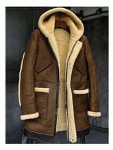 Load image into Gallery viewer, Hooded Sheepskin Shearling Leather Jacket - Stylish and Warm
