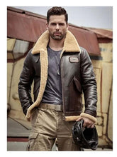 Load image into Gallery viewer, Men's Airforce Flight Shearling Leather Jacket - Fur Lined