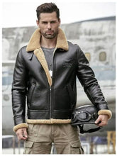 Load image into Gallery viewer, Men's Winter Motorcycle Shearling Fur Leather Jacket - Thick Coat