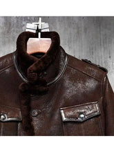 Load image into Gallery viewer, Shearling Leather Aviator Jacket - Classic Style, Superior Warmth